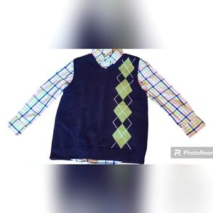 Size 6/7 long sleeved spring colored boys shirt with vest